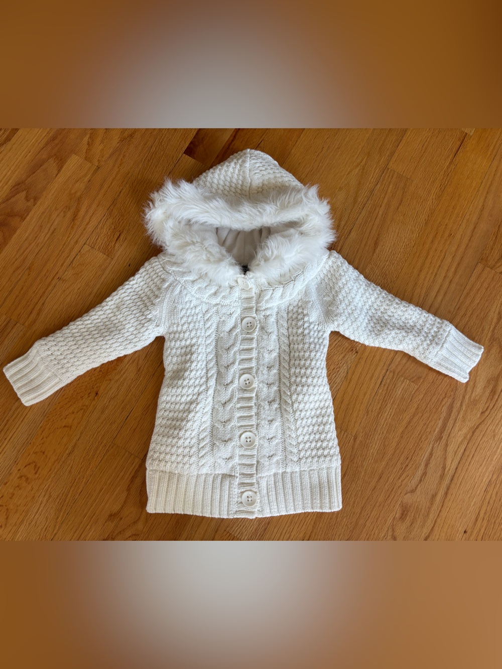 GAP Cream Faux Fur-Lined Hooded Jacket girls 4